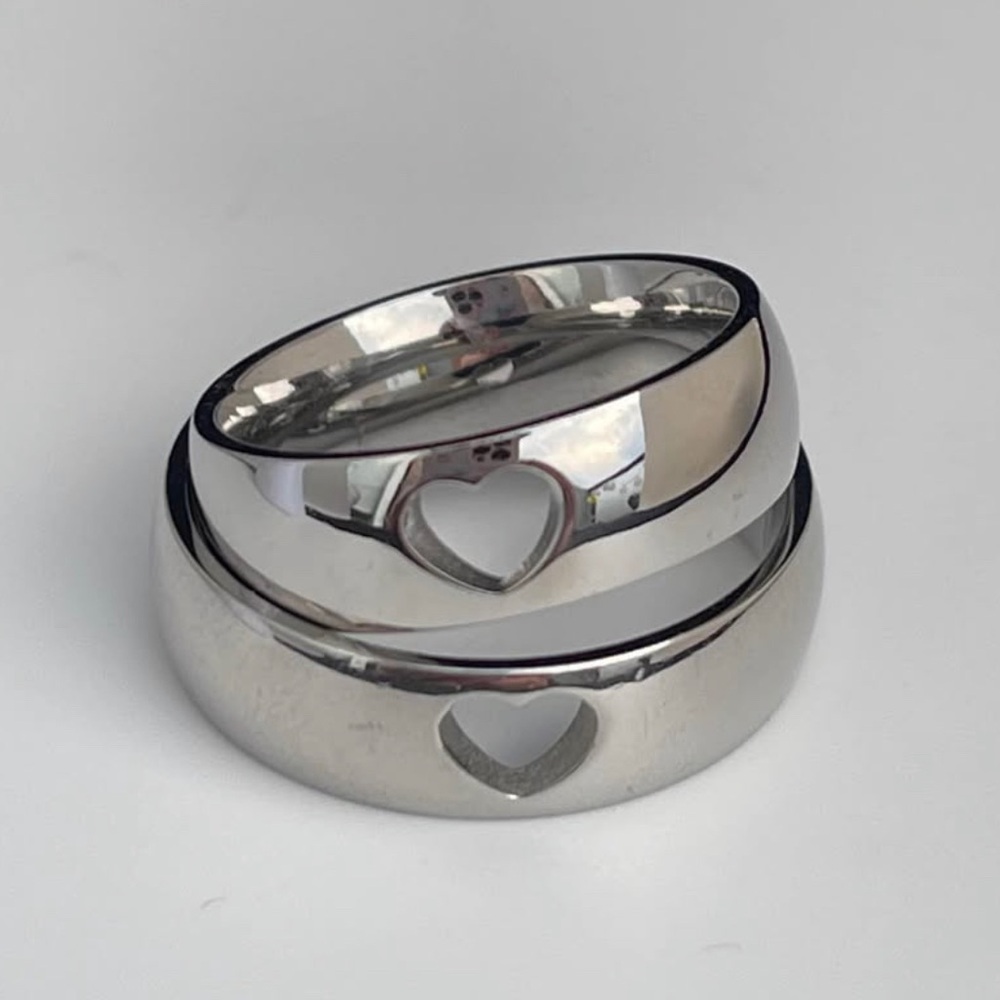Silver Heart Cutout Stackable Rings - Women's Jewellery